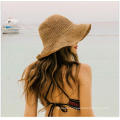 Summer straw hat for women Plain foldable beach straw hat